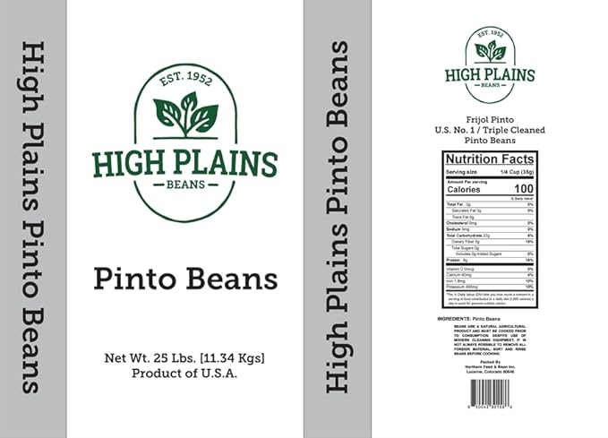 High Plains Pinto Beans | 25 Pound Bag | Farm-Fresh Pinto Beans | Non-GMO Verified | High Protein &