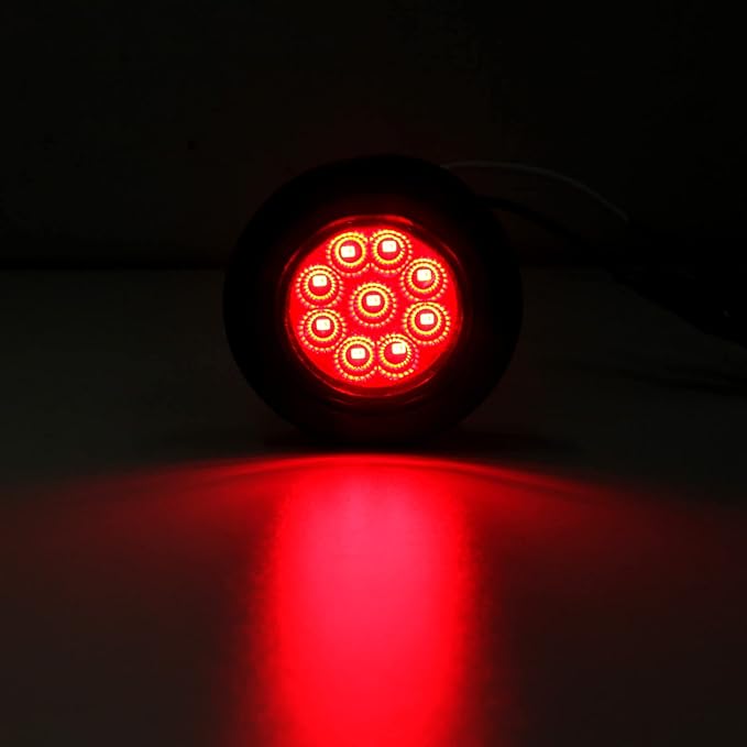 10Pcs 2 Inch Round Red LED Marker Lights 9 LED w/Reflectors, Multi Faceted 2 Inch Led Side Marker