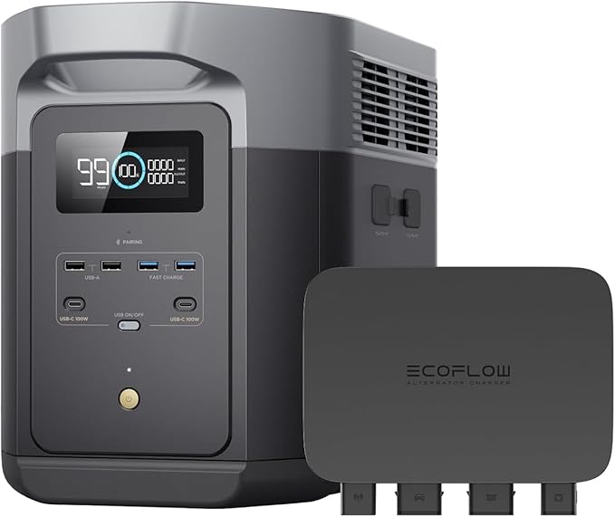 EF EcoFlow 800W Alternator Charger with Delta 2 Max Portable Power Station, 3-in-1 Fast DC-DC