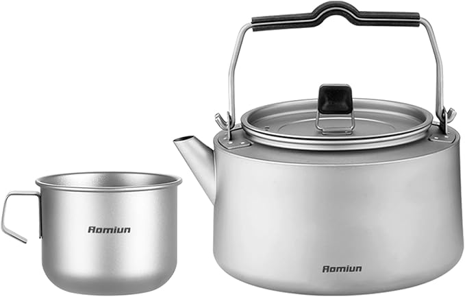 Camping Kettle Titanium Camp Tea Coffee Pot Portable Lightweight Tea Kettle Teapot Fast Heating