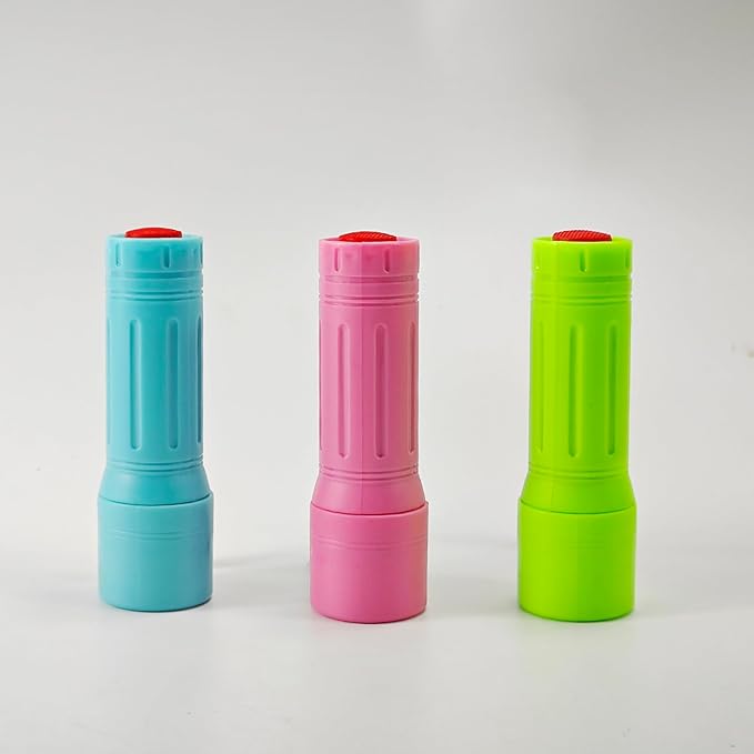 3 Pack 9-LED Mini Flashlight Bulk, Small Multicolor Flashlights with Lanyard, 9 AAA Batteries
