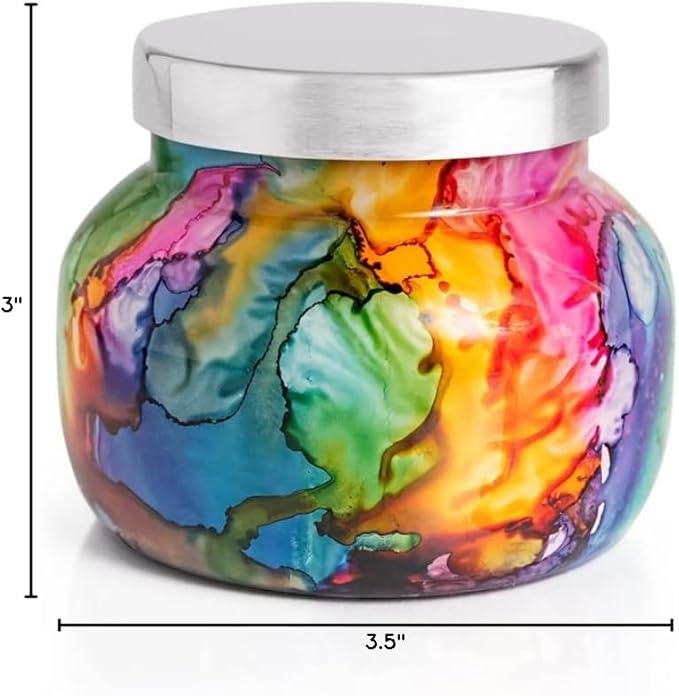 Capri Blue Volcano Candle - Rainbow Watercolor Petite Glass Jar Candle - Luxury Aromatherapy Candle