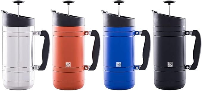 BruTrek BaseCamp Coffee Press - Double Wall Insulated Stainless Steel - Bru-Stop Technology, No
