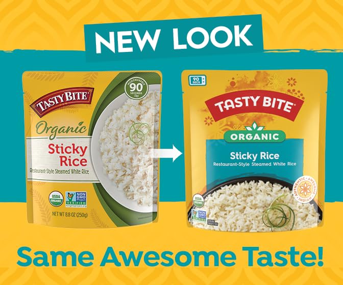 Tasty Bite Organic Sticky Rice, 8.8 Ounce, Pack of 6, Ready to Eat, Microwavable, Vegan, Gluten-Free