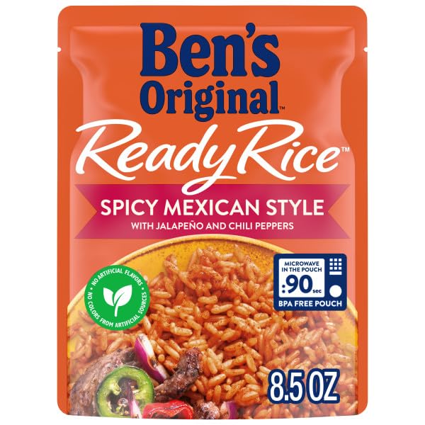 BEN'S ORIGINAL Ready Rice Spicy Mexican Style Flavored Rice, Easy Dinner Side, 8.5 oz Pouch (Pack
