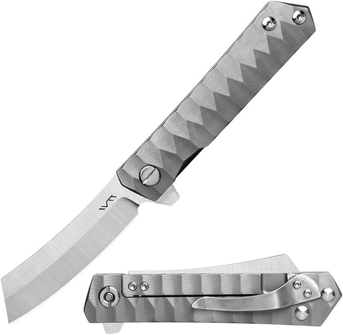Titanium Custom Pocket Folding Knife Razor Blade Ball Bearing System with TC4 Titanium Lightweight