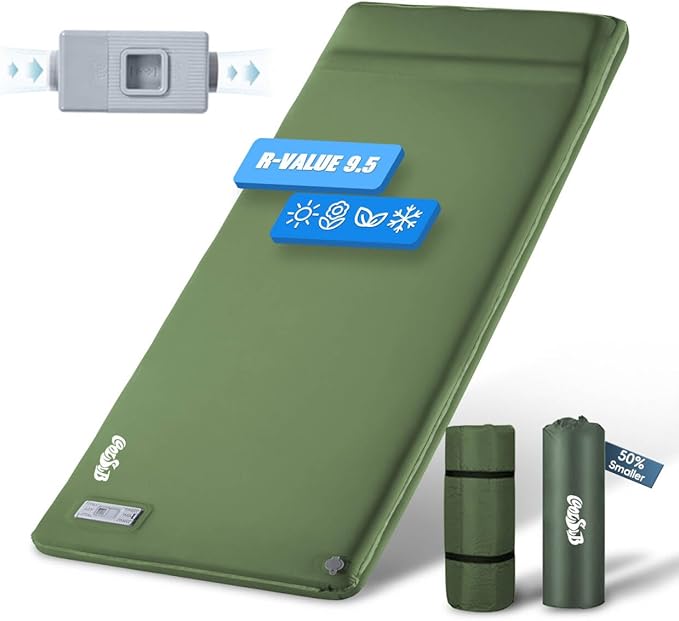 Camping Sleeping Pad Self Inflating Sleeping Pad with Electric Pump, 3.2" Ultra-Thick Memory Foam