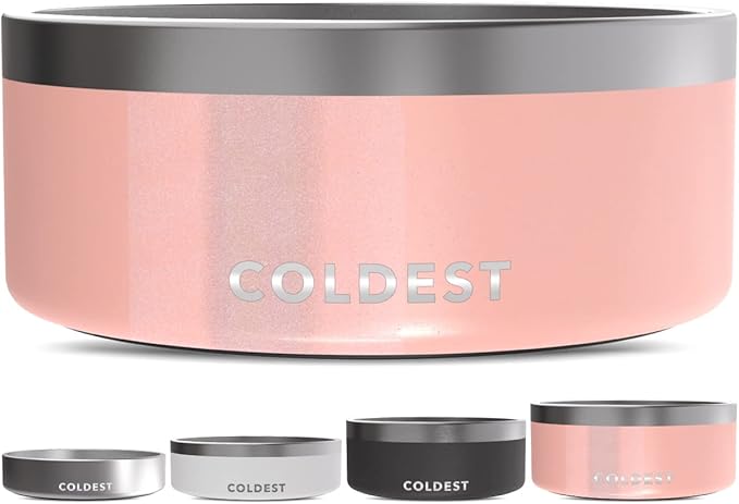 Coldest Dog Bowl - Anti Rust Metal, Non Slip, 3 Layers Insulated Stainless Steel Dog Bowls - Spill