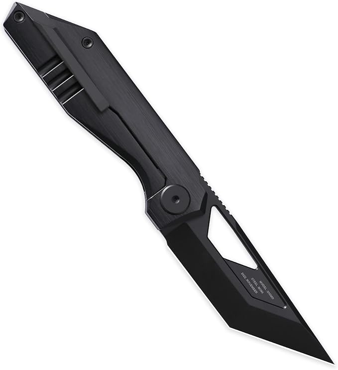 Knife Shimo Folding Knife,2.56" M390 Stonewashed Pocket Knife,3.86" Titanium Handle Frame Lock