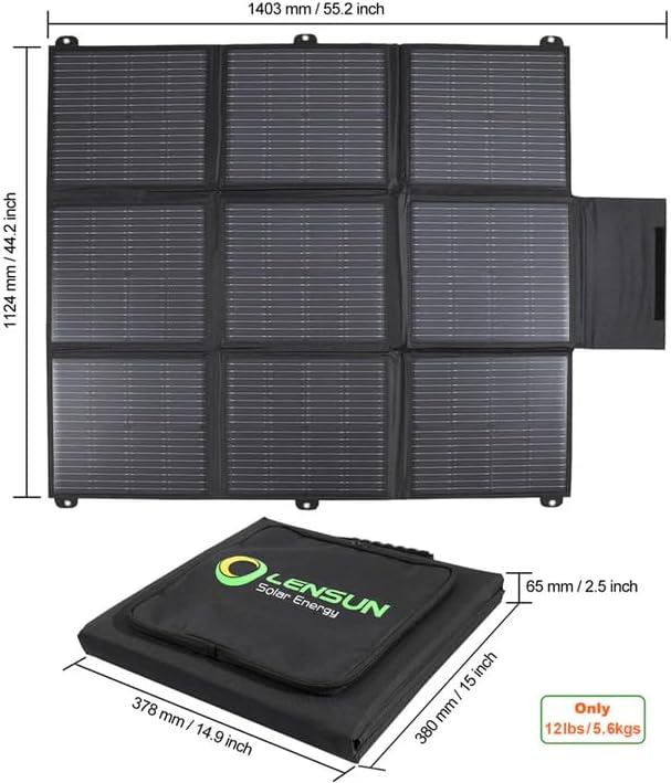 LensunSolar 200W 12V Portable Solar Panel Blanket with Anderson Connectors for Solar Generator