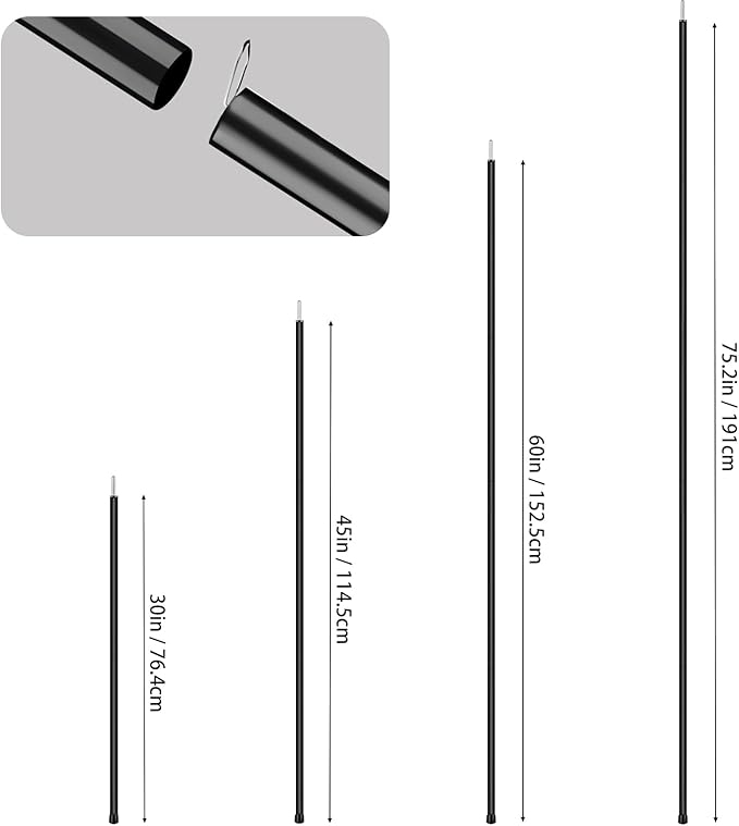 2 Sets Regulable Tent Poles, Camping Tent Tarps Poles with Storage Bag, Heavy Duty Poles Gear for
