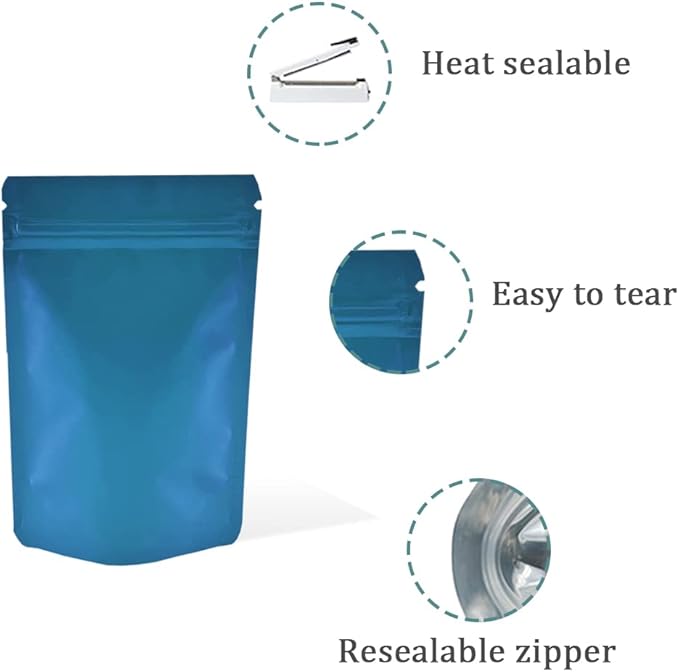 PABCK 50 Pieces 5.5x7.87 inch(Inside Size 4.7x5.1 inch) Stand-Up Resealable Heat Seal Bags 3.55mil