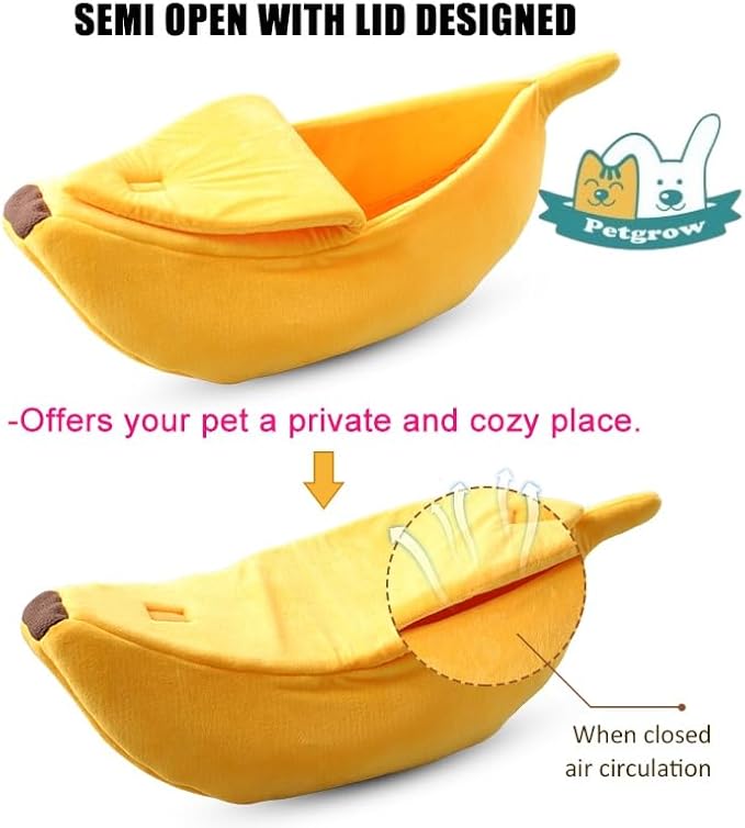 Petgrow · Cute Banana Cat Bed House Large Size, Christmas Pet Bed Soft Warm Cat Cuddle Bed, Lovely