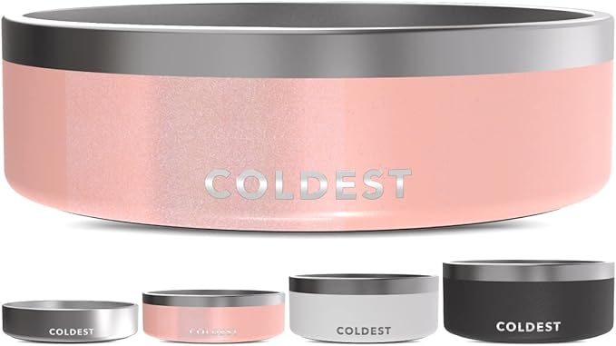 Coldest Dog Bowl - Anti Rust Metal, Non Slip, 3 Layers Insulated Stainless Steel Dog Bowls - Spill