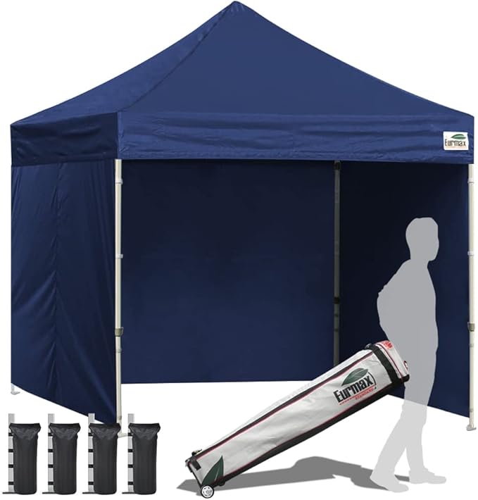 Eurmax USA 8'x8' Pop-up Canopy Tent Commercial Instant Canopies with 4 Removable Zipper End Side
