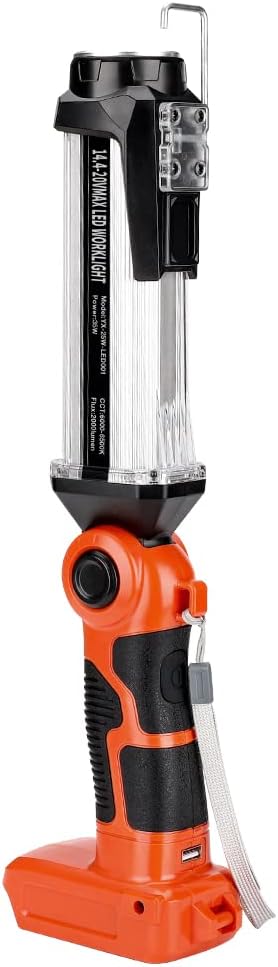 Cordless LED Work Light for Black & Decker 20V Li-ion Battery, 35W 2000LM Outdoor Flashlight