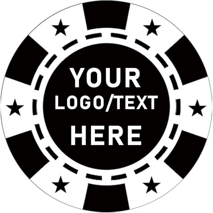 100 Custom Plastic Poker Chips, Print with Personalized Text, for Texas Hold'em Poker, Card Club or