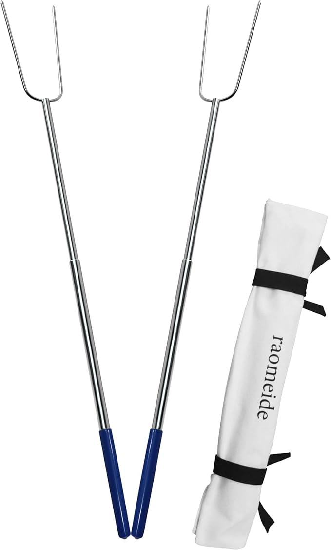 32" Heavy Duty Hot Dog Roasting Sticks for Campfire, Smores Sticks for Fire Pit Long, Marshmallows