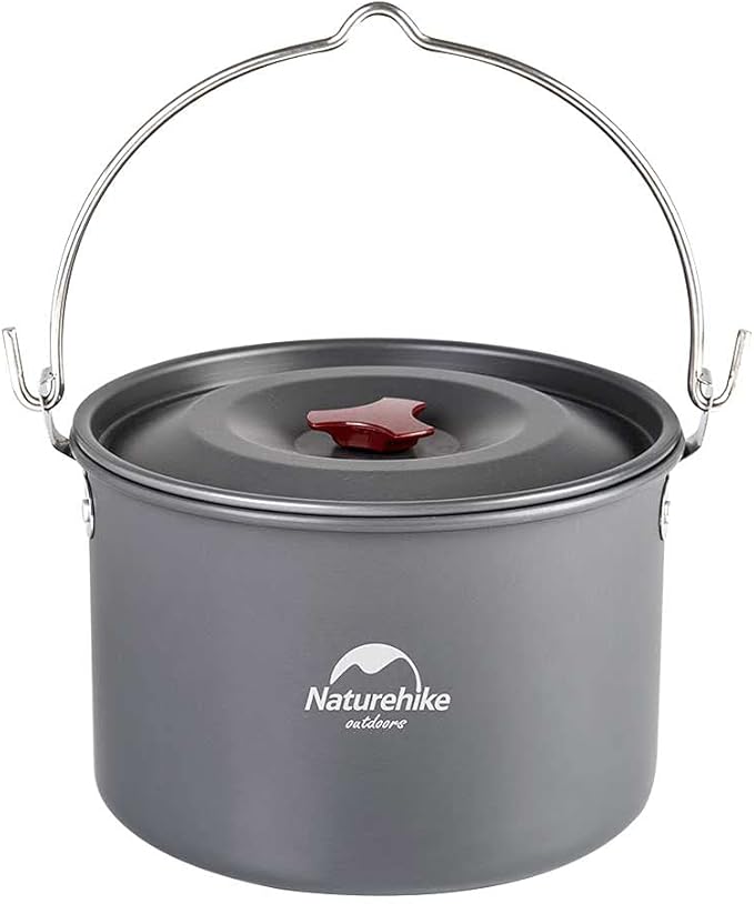 Naturehike Camping Soup Pot Cookware with Lid Large Outdoor Portable Hanging Pot Cooking Set for