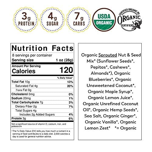 Lark Ellen Farm Grain-Free Granola, Certified Organic Raw Sprouted Vegan Clusters, Paleo & Crunchy