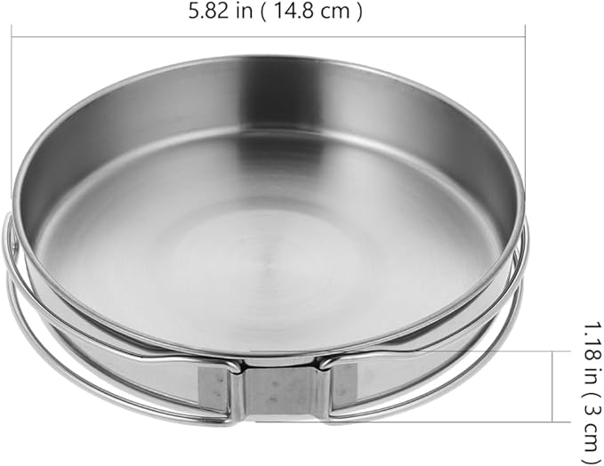 Stainless Steel Camping Frying Pan, 5.82x5.82x1.18inch Portable Outdoor Cooking Pot with Handle