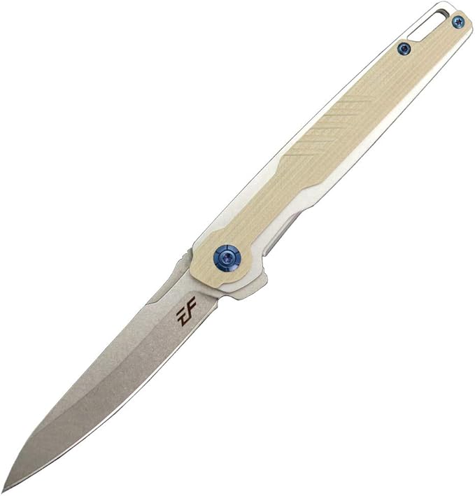 Eafengrow EF942 EDC Folding Knife, D2 Steel Blade Titanium Plating & G10 Handle,Pocket Clip with