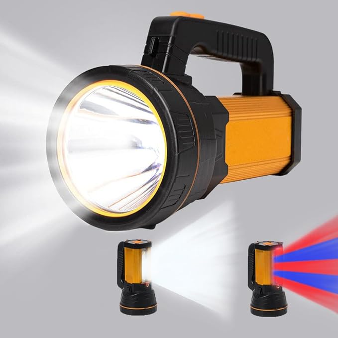 Super Bright Handheld LED Flashlight High Lumens Rechargeable,Powerful Spotlight Long Range