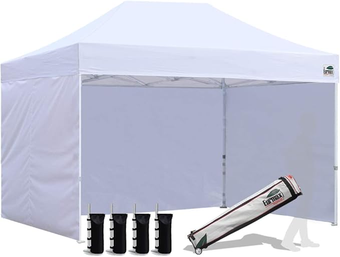Eurmax USA 8'x12' Pop-up Canopy Tent Commercial Instant Canopies with 4 Removable Zipper End Side