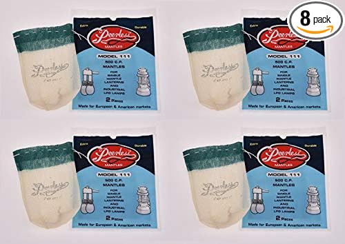 Peerless 111 Lantern Mantles – 4 Packs of 2 (Total 8) – 500 CP – Fits Coleman 236, 237, 621, 625