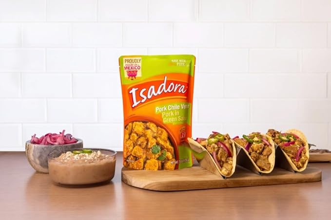 Isadora Fully Cooked Pork Chile Verde 15 oz, Ready-to-eat, Pork in Green Salsa, Medium Heat, Shelf