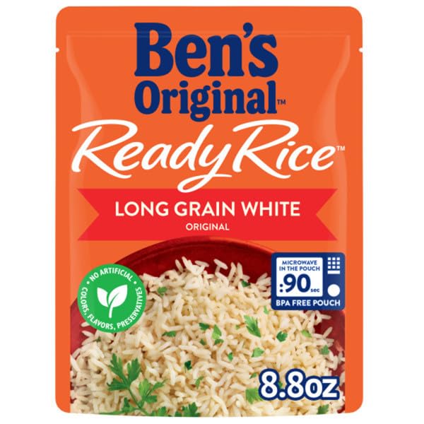 BEN'S ORIGINAL Ready Rice Original Long Grain White Rice, Easy Dinner Side, 8.8 oz Pouch (Pack of