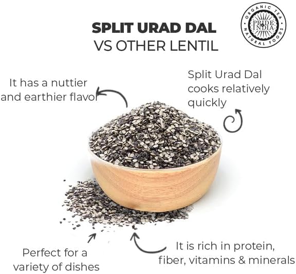 Pride Of India - PACK of 6 - Indian Split Black Gram Matpe Beans - Protein & Fiber Rich Urad Dal