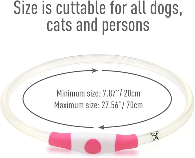 Colaseeme LED Dog Collar, Light Up Dog Collar 1 Count USB Rechargeable TPU Glow Safety Dog Necklace