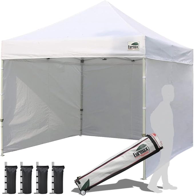 Eurmax USA 10'x10' Pop-up Canopy Tent Commercial Instant Canopies with 4 Removable Zipper End Side