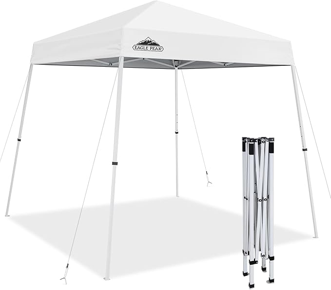 EAGLE PEAK 8x8 Slant Leg Pop-up Canopy Tent Easy One Person Setup Instant Outdoor Beach Canopy