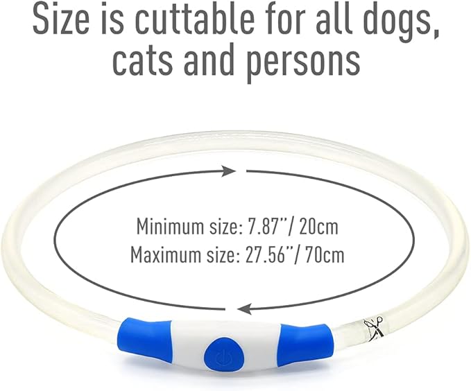 Colaseeme LED Dog Collar, Light Up Dog Collar 1 Count USB Rechargeable TPU Glow Safety Dog Necklace
