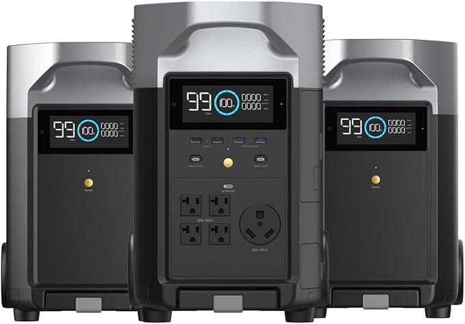 EF ECOFLOW 10.8kWh Portable Power Station: DELTA Pro with 2 Extra Battery, 120V Lifepo4 Battery