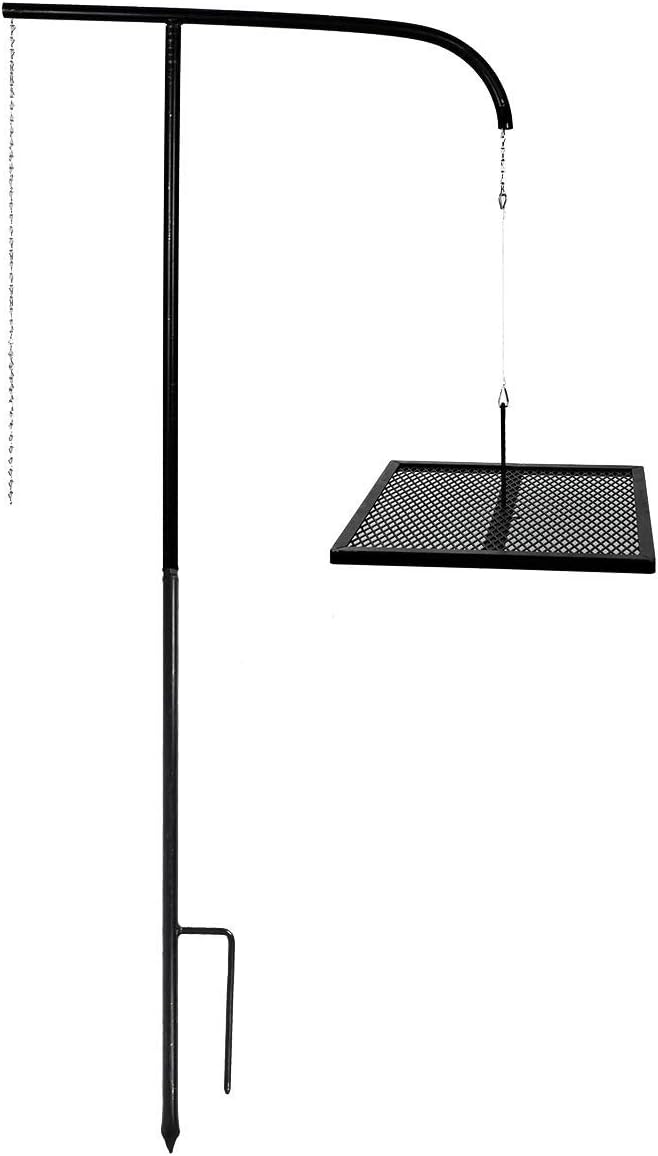 Portable Campfire Grill Grate - Adjustable Swing Arm Cooking Grill for Fire Pit, Camping & Outdoor