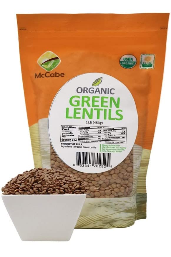 McCabe Organic Green Lentils - Green Lentils Organic | Rich with Fiber & Minerals | USDA and CCOF