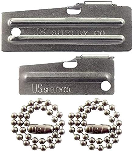 P-38 Can Opener & P-51 Can Opener with Chains, US Shelby, Stainless Steel openers Stamped with US