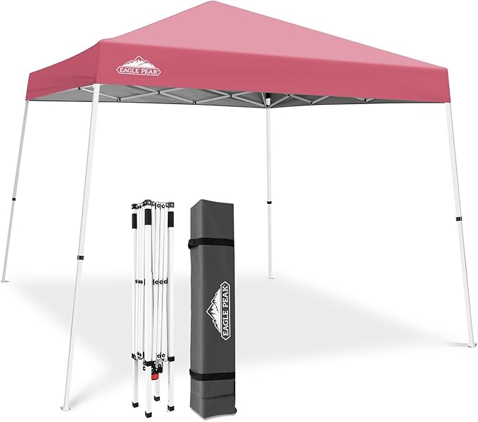 EAGLE PEAK 10x10 Slant Leg Pop-up Canopy Tent Easy One Person Setup Instant Outdoor Beach Canopy