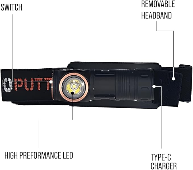 Phone Skope 3oz. Waterproof LED Headlamp with Red Light, Hands Free Torch for Hunting, Camping, or