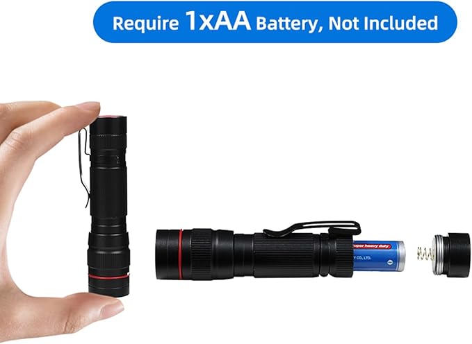 6 Pack Small Mini LED Flashlight, Single Mode Zoomable Flashlights AA Battery Powerful Flashlights