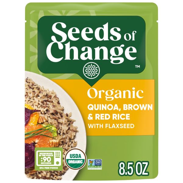 SEEDS OF CHANGE Organic Quinoa, Brown & Red Rice with Flaxseed, Microwaveable Ready to Heat, 8.5