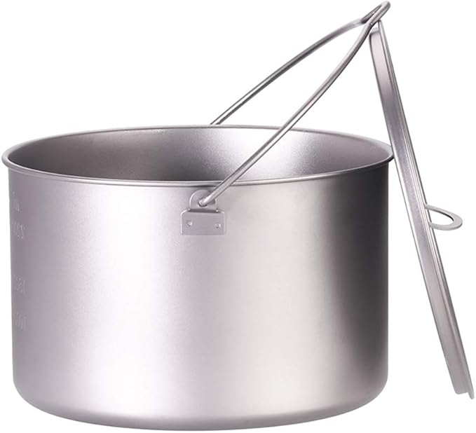 Lixada 1100ml/2800ml Titanium Pot Ultralight Portable Hanging Pot with Lid and Foldable Handle