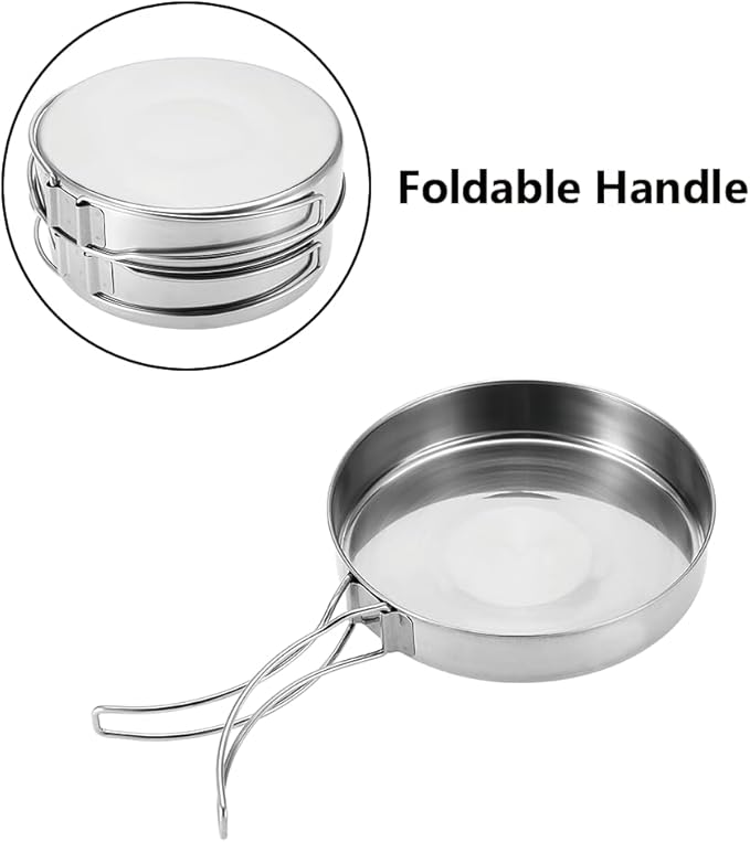 Camping Cookware Mess Kit, Backpacking Cooking Set Lightweight Stackable Pots and Pans Set Portable