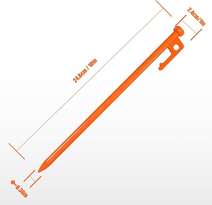 Eurmax USA 10 inch Multiuse Heavy Duty Steel Tent Stakes Tarp Pegs Camping Stakes for Outdoor