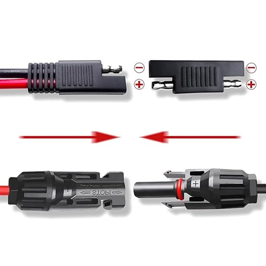 1ft 10AWG Solar Panel Connector Cable, SAE to MC-4 Male Female Adapter PV Extension Cable with SAE