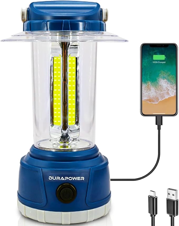 Durapower LED Camping Lantern Rechargeable, Bright 2000 Lumen, 5 Modes, 4000 mAh Power Bank, IP44
