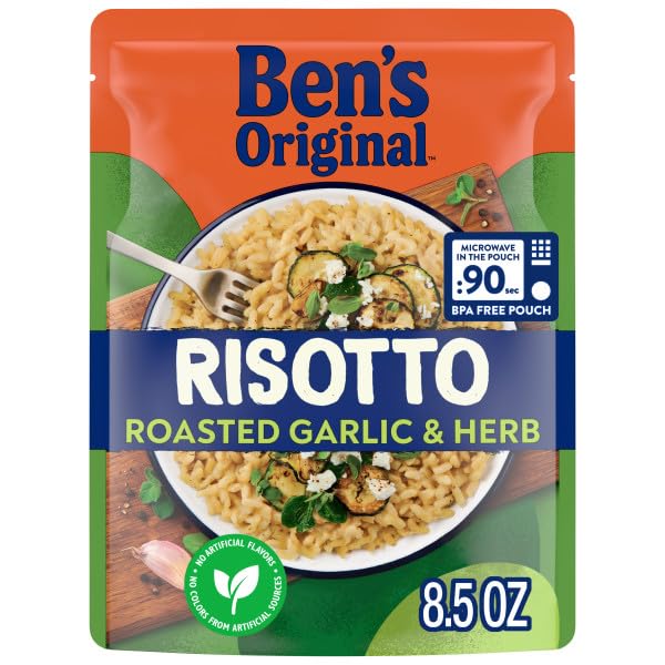 BEN'S ORIGINAL Risotto Roasted Garlic & Herb Flavored Rice, Easy Dinner Side, 8.5 oz Pouch (Pack of